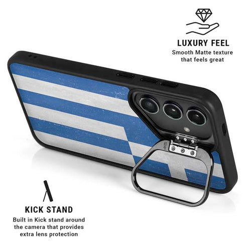 Greece Flag Distressed Galaxy S24 FE Kickstand Case